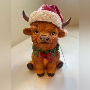 Christmas Highland Cow Holiday Figurine